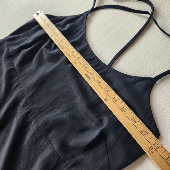 Everlane Black Japanese Crossback Slip Midi Dress Size 12 Sleek Minimalist - Picture 3 of 10